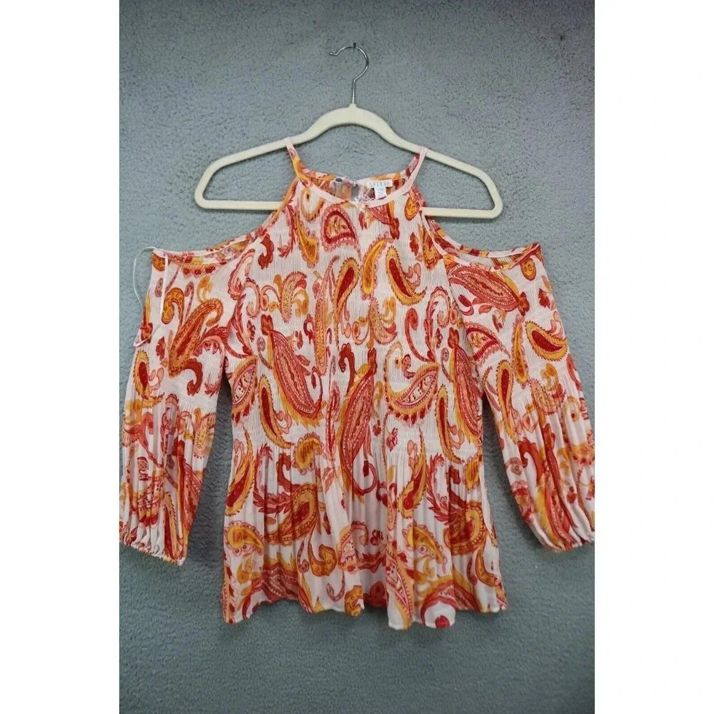 Spense Cold Shoulder Paisley Stretch Tunic-New w/Tags-Large-Cottagecore
